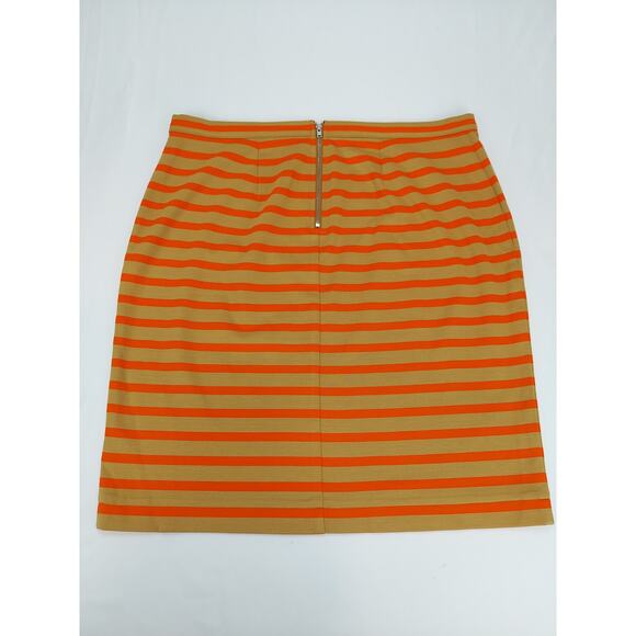 Fossil Women's Boho Preppy Tan Khaki & Orange Striped Pencil Skirt Size Large - Picture 8 of 8
